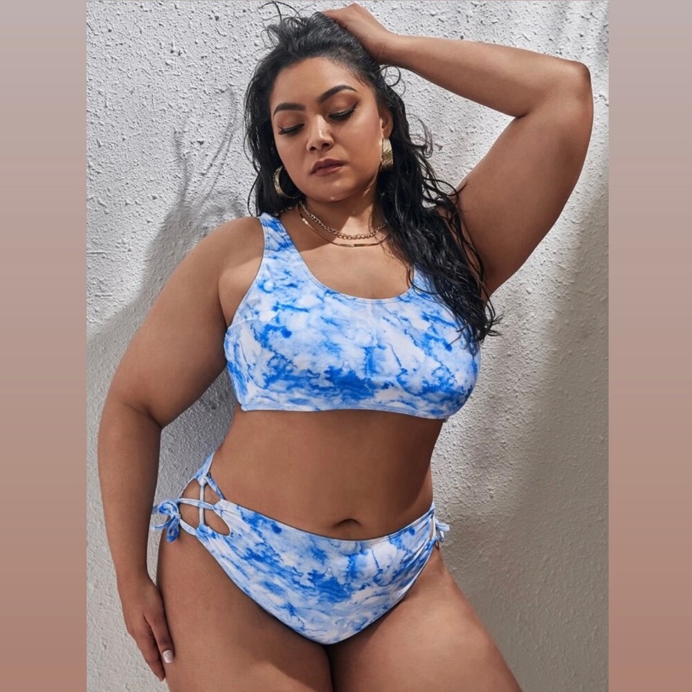 Brand New Blue Tie-Dye Bikini Swimsuit, XL